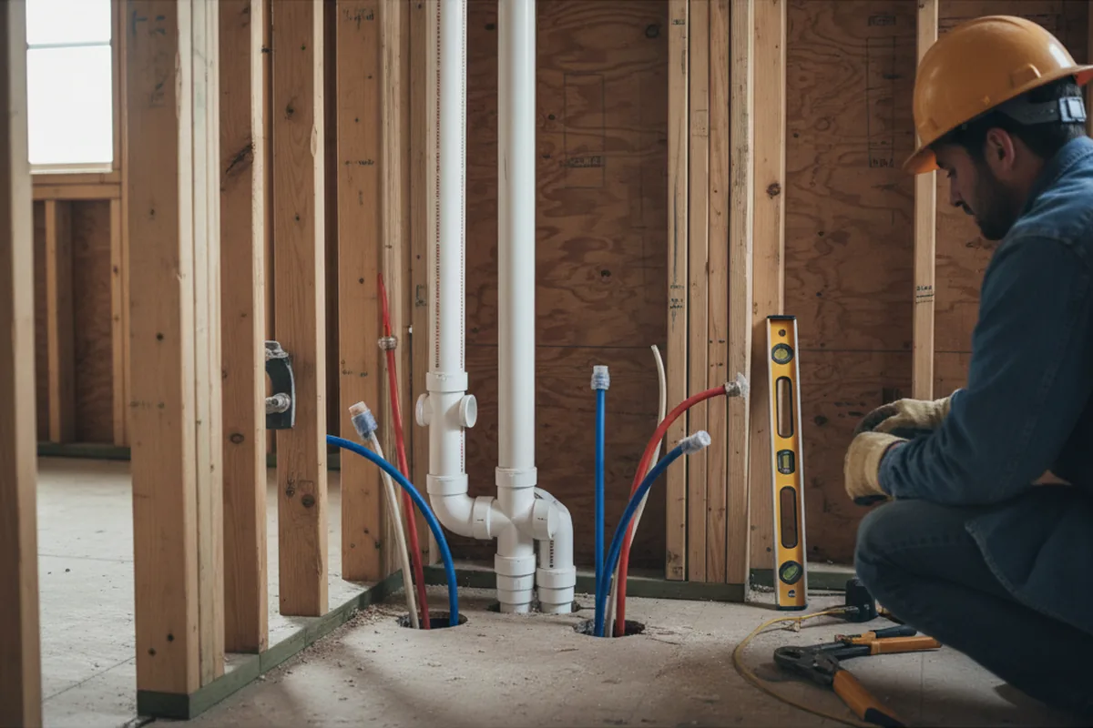 Drain and supply rough-in during Drain Cleaning in La Vista